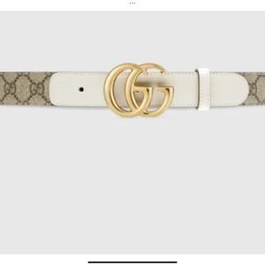 Gucci GG Marmont thin belt ebony and beige size 75